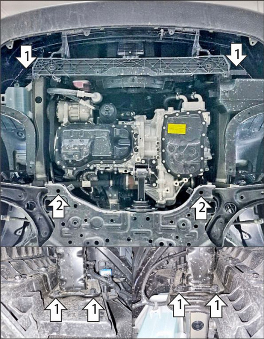 Защита картера двигателя, КПП. 2 мм, Сталь. для KIA K3 2022-н.в., Motodor.71007