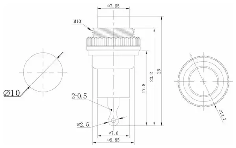 Выключатель-кнопка Rexant Mini OFF-(ON) Ø 10.2, металл, красная (220В 2А (2с)) (RWD-213) 36-3331
