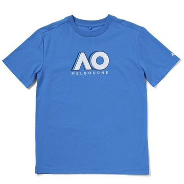 Футболка для мальчика теннисная Australian Open Logo Tennis - process blue