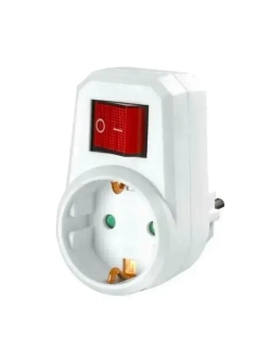 Адаптер сетевой / розетка с выключателем 16 А с заземлением и защитными шторками