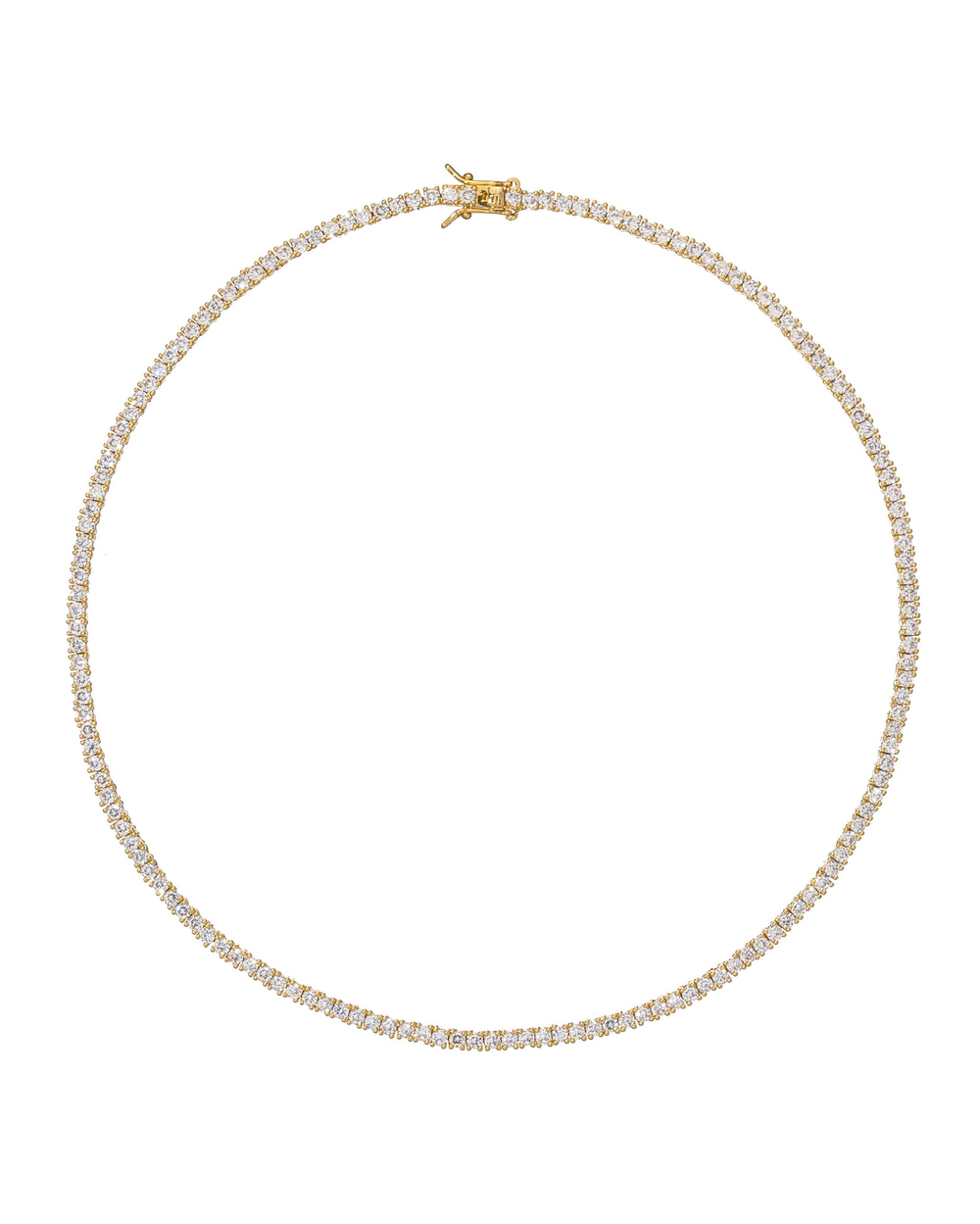 Колье полоса белых цирконов, серебро с золочением