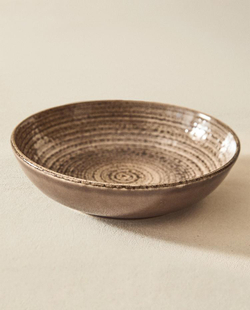 ZARA HOME ТАРЕЛКА С РЕЛЬЕФНЫМ УЗОРОМ, СЕРЫЙ