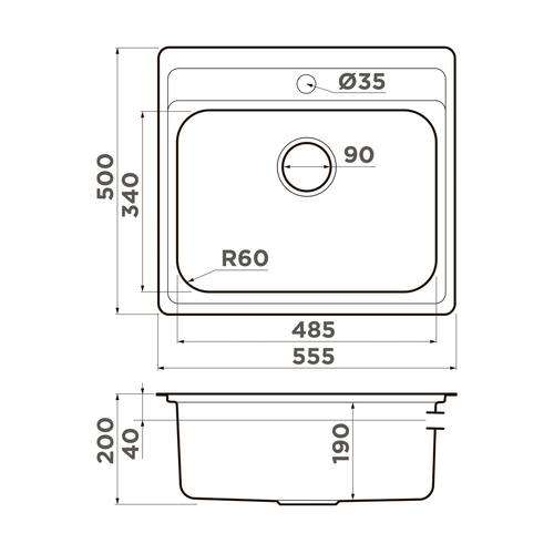 кухонная мойка Omoikiri Ashi 56-IN нерж. сталь/нержавеющая сталь