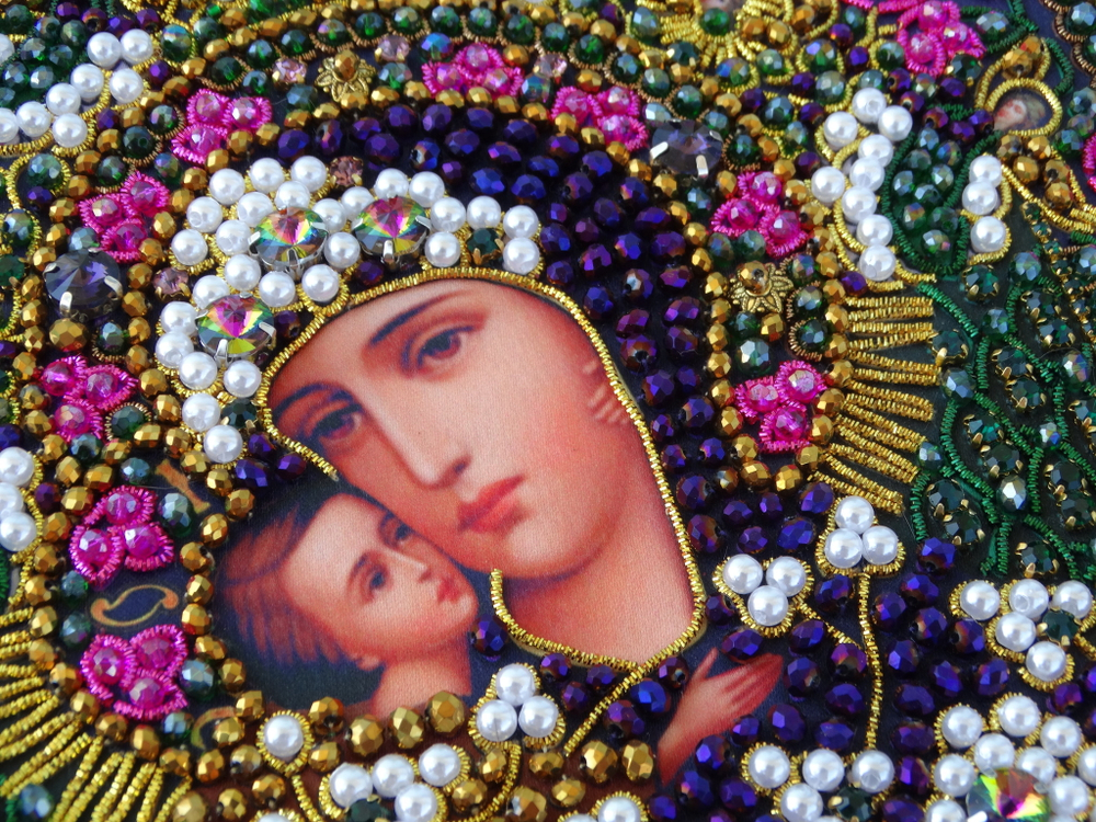 И-19в Набор для вышивания хрустальными камнями Богородица "Феодоровская" (маленькая)