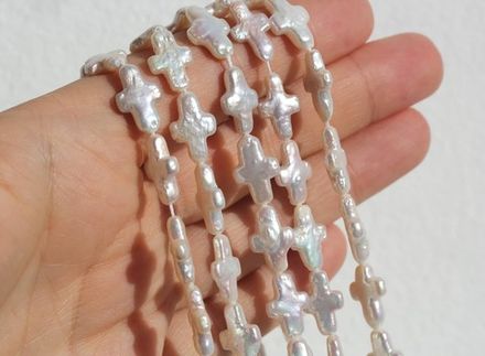 Жемчуг натуральный "Крестик" 9-13,5мм