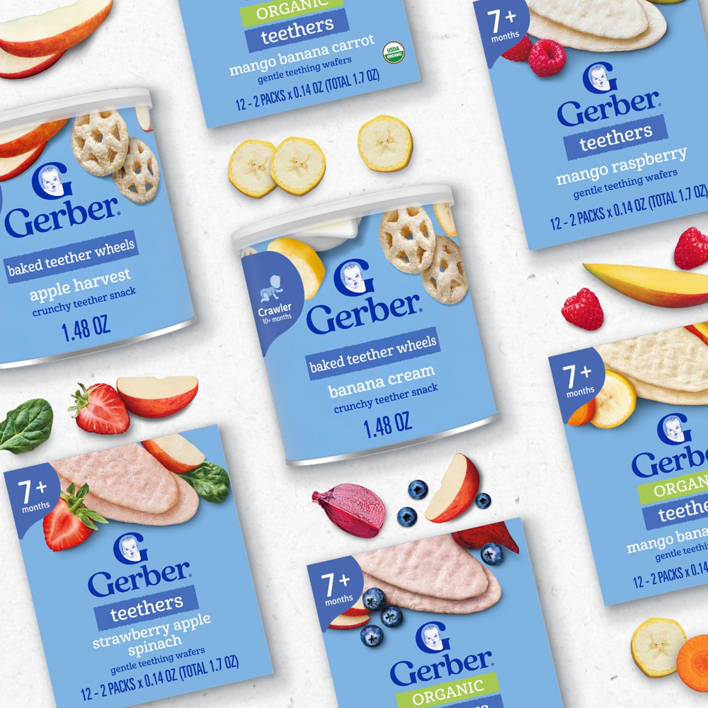Gerber, запеченные прорезыватели для зубов, для детей от 10 месяцев, банановый крем, 42 г (1,48 унции)