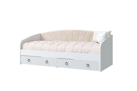 Кровать-софа детская, подростковая 200х84 см софа Белое сияние/Белый снег софт