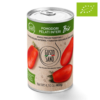 Помидоры очищенные цельные в собственном соку, органические, "Gusto Sano", 400 г