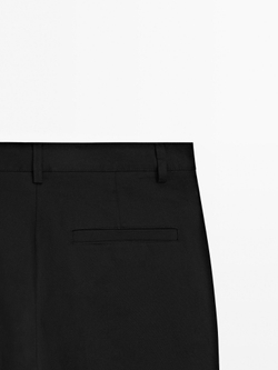 Massimo Dutti Брюки прямого кроя из смесового хлопка, черный