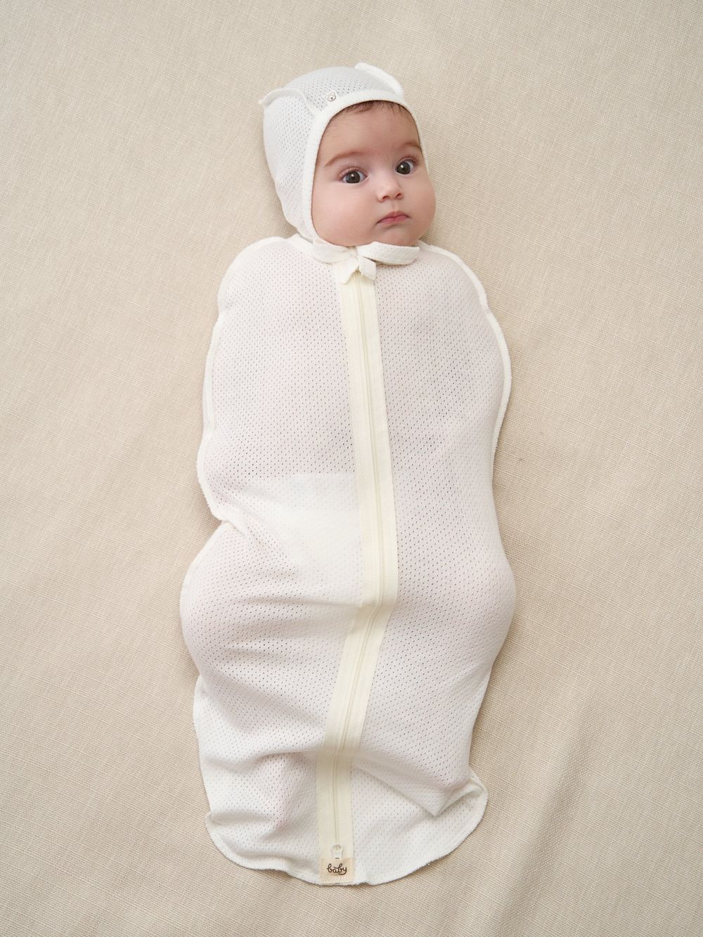 Пеленка-кокон "Молоко" из ажурного хлопка 0+