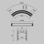 Профиль Led Strip ALM-3535R-B-D-90°-0.8M