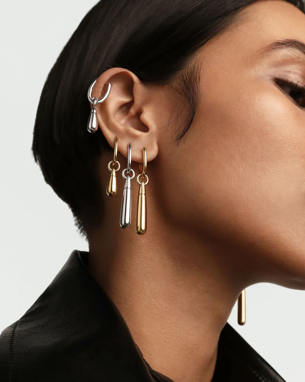 Одиночная серьга Large Jupiter Серебро 925 пробы покрытое родием