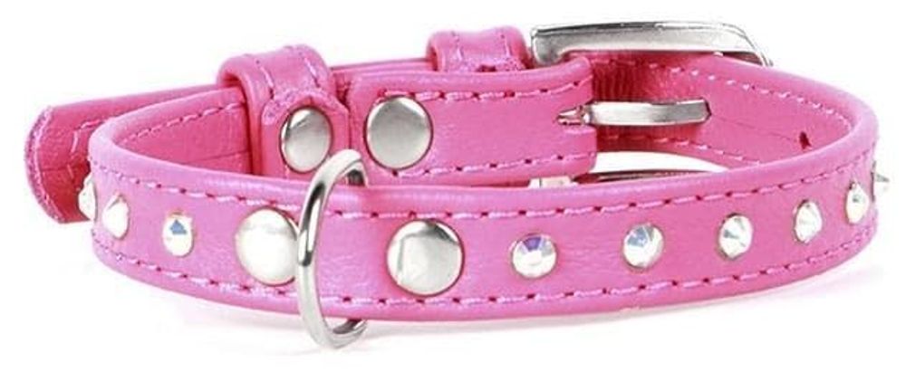 Ошейник &quot;CoLLaR Glamour&quot; с клеевыми стразами  розовый ширина 9мм, длина 18-21см