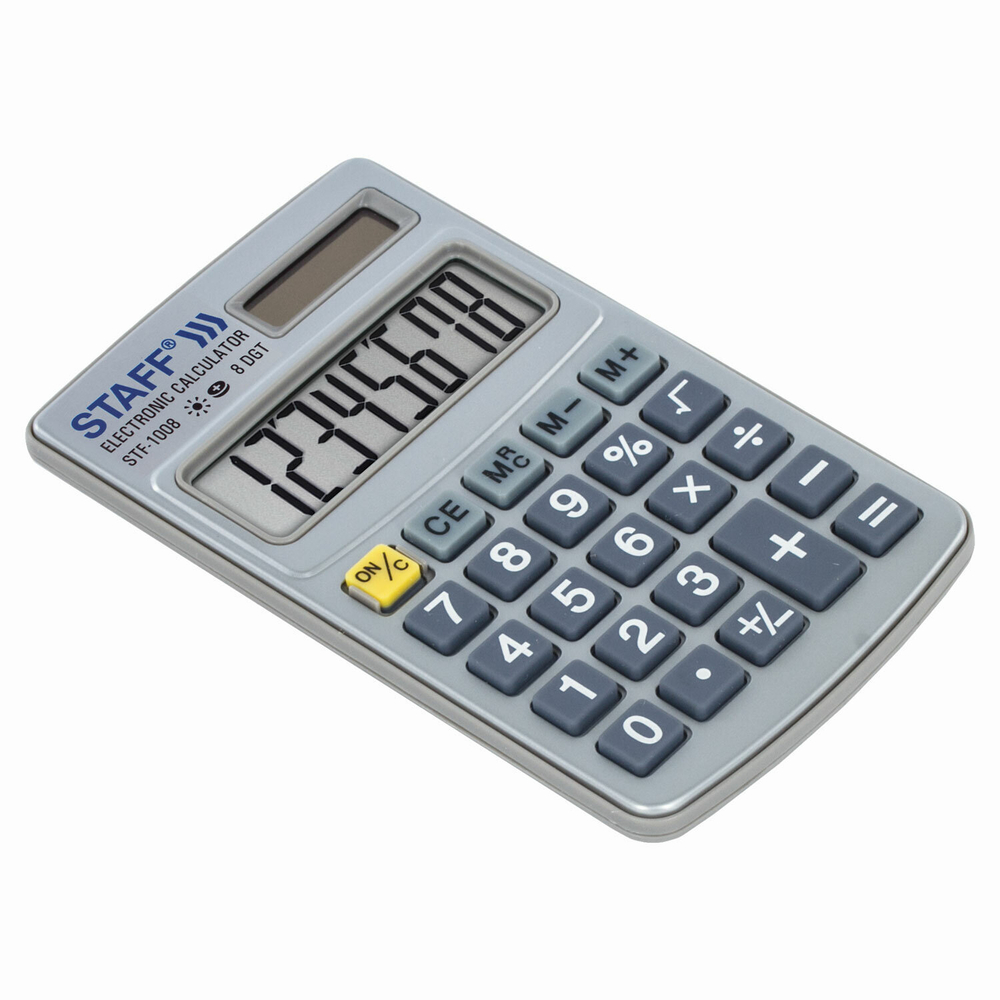 Калькулятор карманный металлический STAFF STF-1008 (103х62 мм) 8 разрядов двойное питание (2 штуки в упаковке)