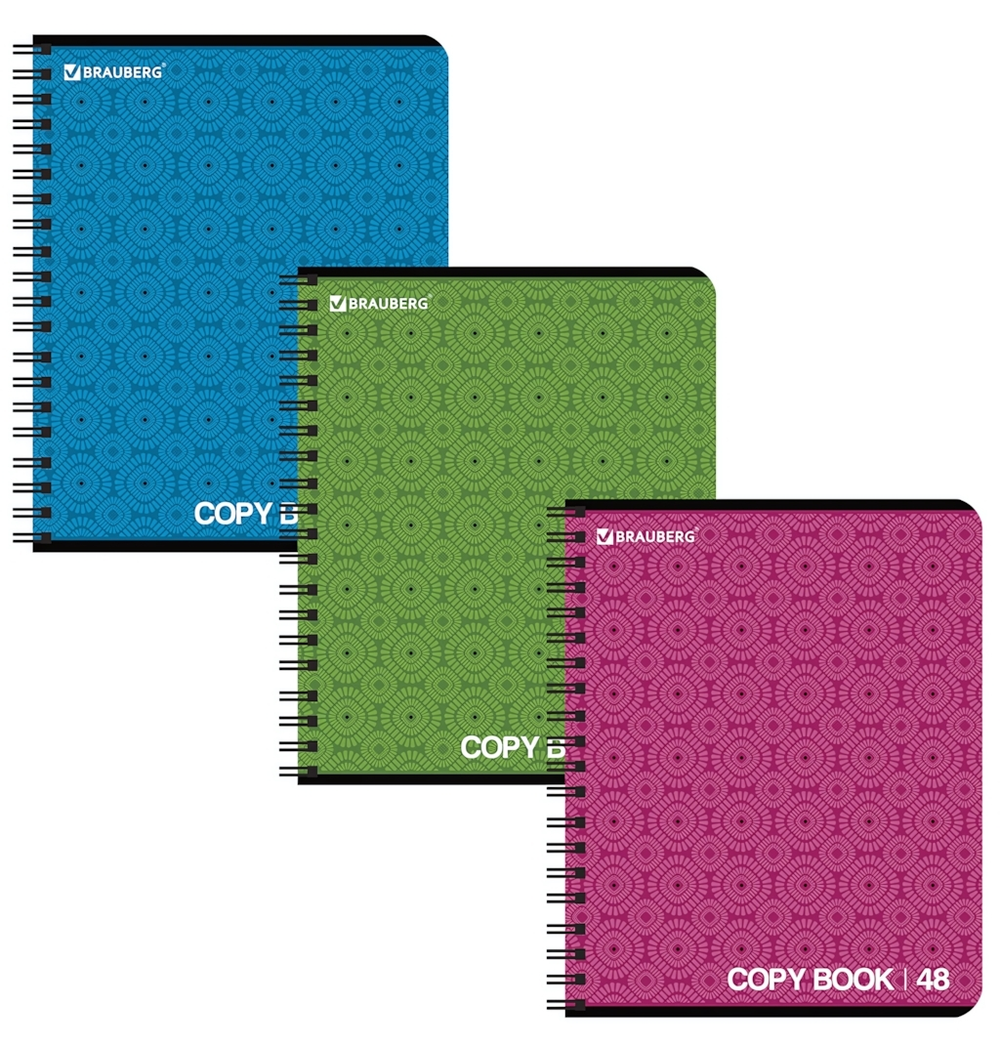 Тетрадь А5 48л. клетка "МОНОХРОМ2" гребень, обложка картон, микс в спайке (BRAUBERG)