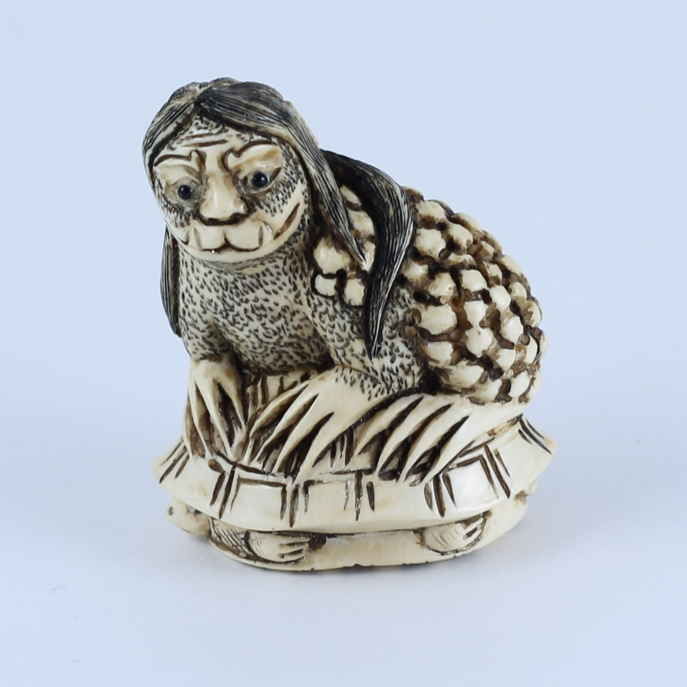 Нэцкэ Каппа на черепахе (мамонт)