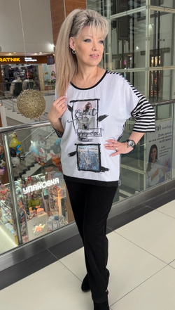 Комбинированная туника с "экранами" и полоской