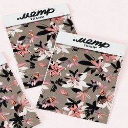 Ткань кулирная гладь лилии с тенью