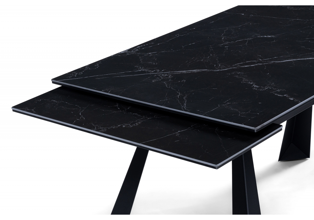Керамический стол Woodville Маунт 140x80 черный мрамор, черный, ножки черные