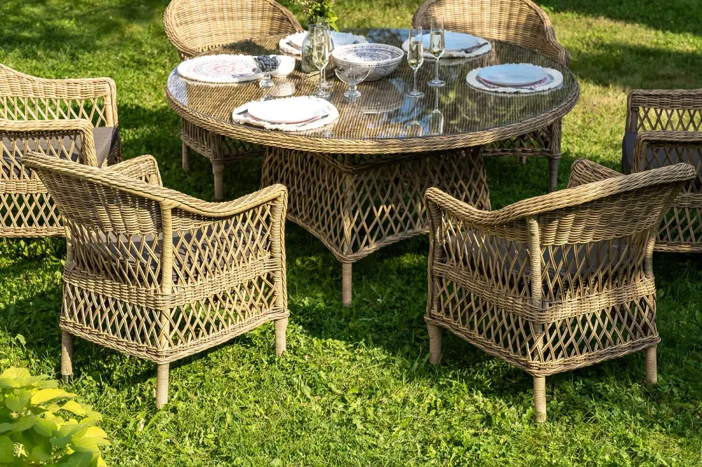 "Эспрессо–150 S" обеденная группа плетеная, цвет соломенный