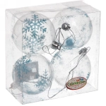 Новогодние шары 6 см (набор 4 шт) «Фантастические снежинки», голубой