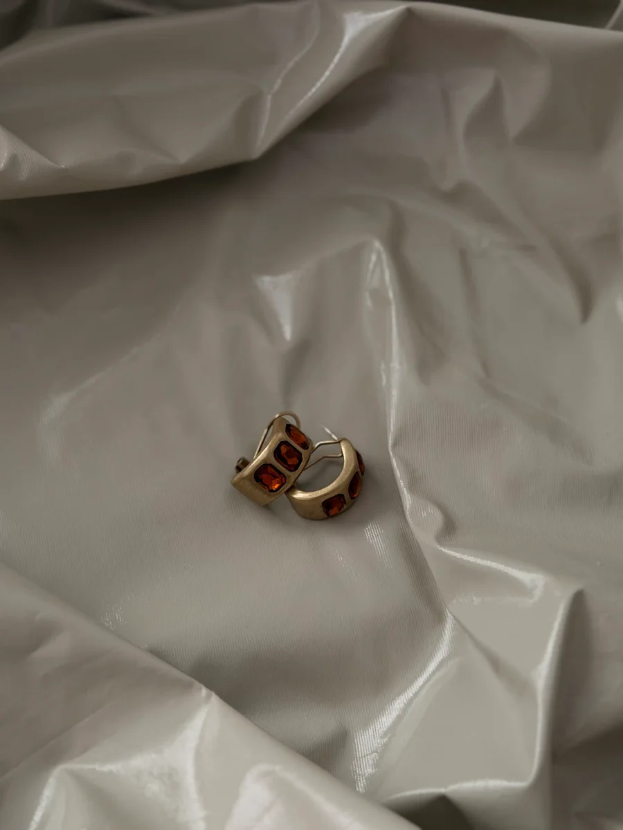 Серьги винтажные Гранат, Золотые