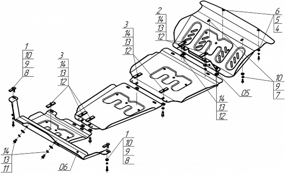 Защита радиатора, картера двигателя, КПП, раздаточной коробки (2 мм, сталь) для JAC T8 2019-, Pro 2019- Motodor.78303