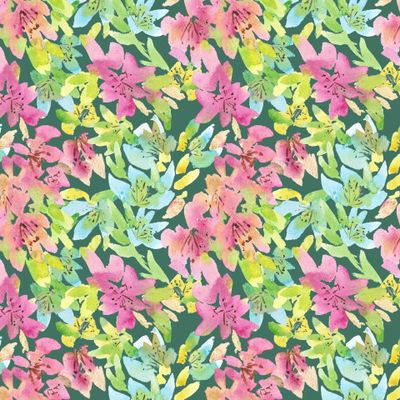 Розовые и голубые акварельные цветы