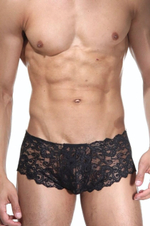 Мужские кружевные трусики-шорты (Размер: S-M) (Цвет: черный)