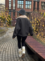 Дубленка матовая графит