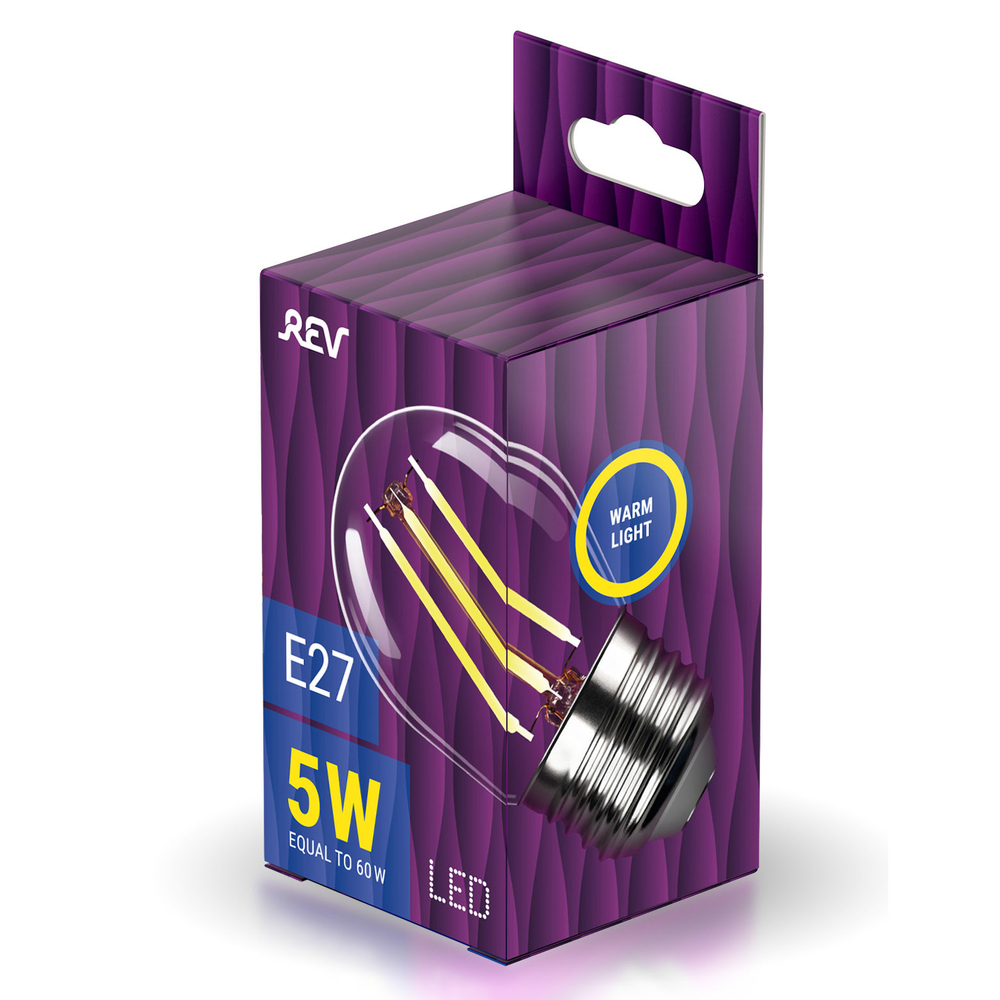 Лампа светодиодная FILAMENT шарик 5W G45 E27 2700K DECO Premium теплый свет