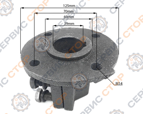 Ступица колеса мотоблока с водяным охлаждением ф=39 мм 180N