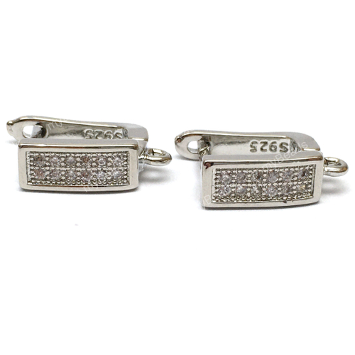 Швензы с фианитами 17х5 мм, родий