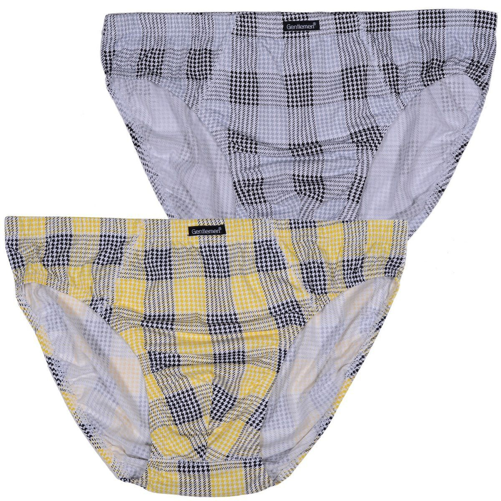 Комплект из двух клетчатых трусов-слипов (Размер: XL) (Цвет: серый с жёлтым)