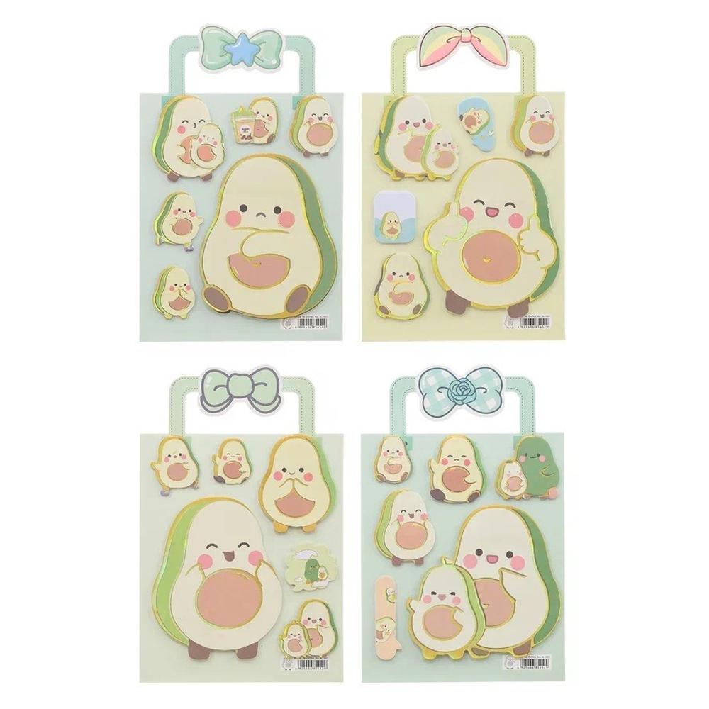 Закладки клейкие Basir бумажные, серия "Авокадо" 120 листов, размер 21,5*14 см, ассорти