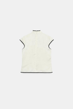 ZARA АТЛАСНЫЙ ТОП С КОНТРАСТНОЙ ОТДЕЛКОЙ И ЗАСТЕЖКОЙ, ЖЕЛТОВАТО-БЕЛЫЙ