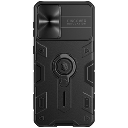 Защитный чехол с кольцом от Nillkin для Samsung Galaxy S21+ Плюс, серия CamShield Armor Case (металлическая защитная шторка задней камеры)