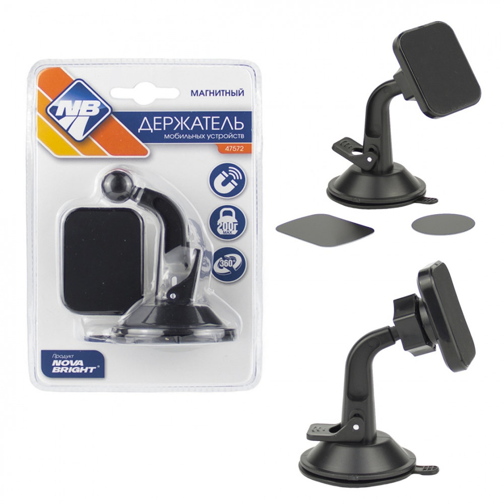 Подставка под телефон\смартфон магнитный  NOVA Bright 47572 на присоске  квадрат соединение