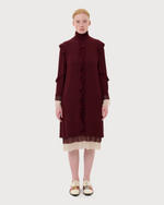 UNDERCOVER ПЛАТЬЕ БОРДОВОЕ С РЮШАМИ