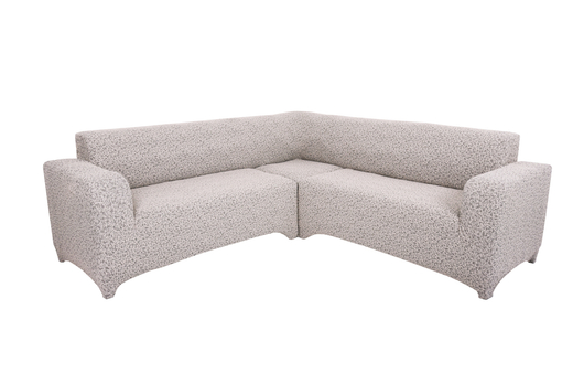 Чехол Жаккард без оборки на угловой диван, цвет Слоновая кость