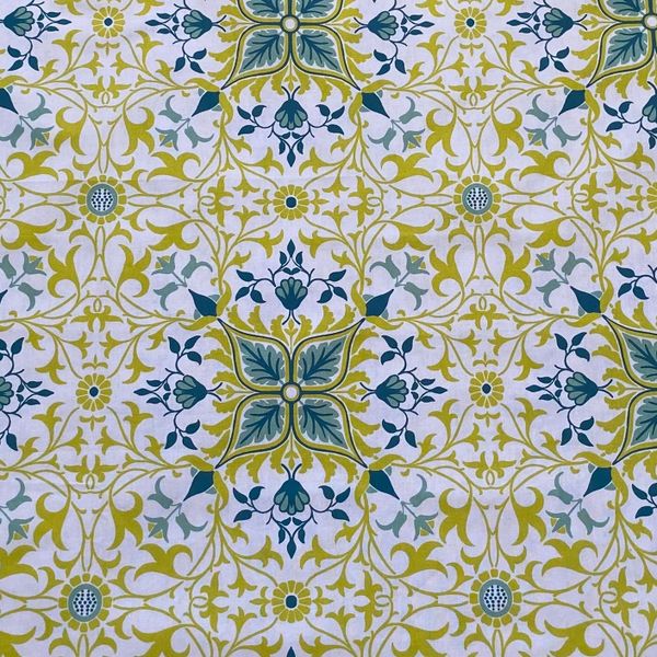 ЛИМОННЫЙ КАЛЕЙДОСКОП В СТИЛЕ У.МОРРИСА 100% хлопок Handmade Fabrics 1