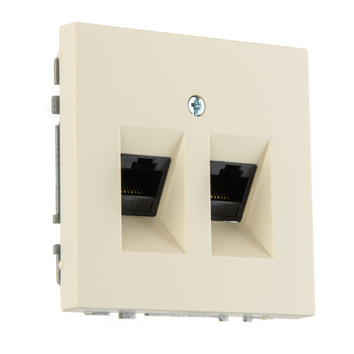 Розетка компьютерная RJ45 двойная LIREGUS MODERN IKL-002-01.M/SM слоновая кость матированная