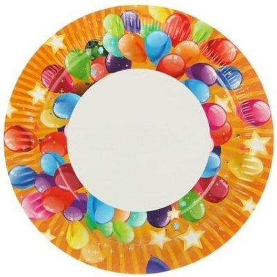 Тарелка картонная d-180 ламинированная "Шары" (100/1600 шт.) Фабрика Посуды