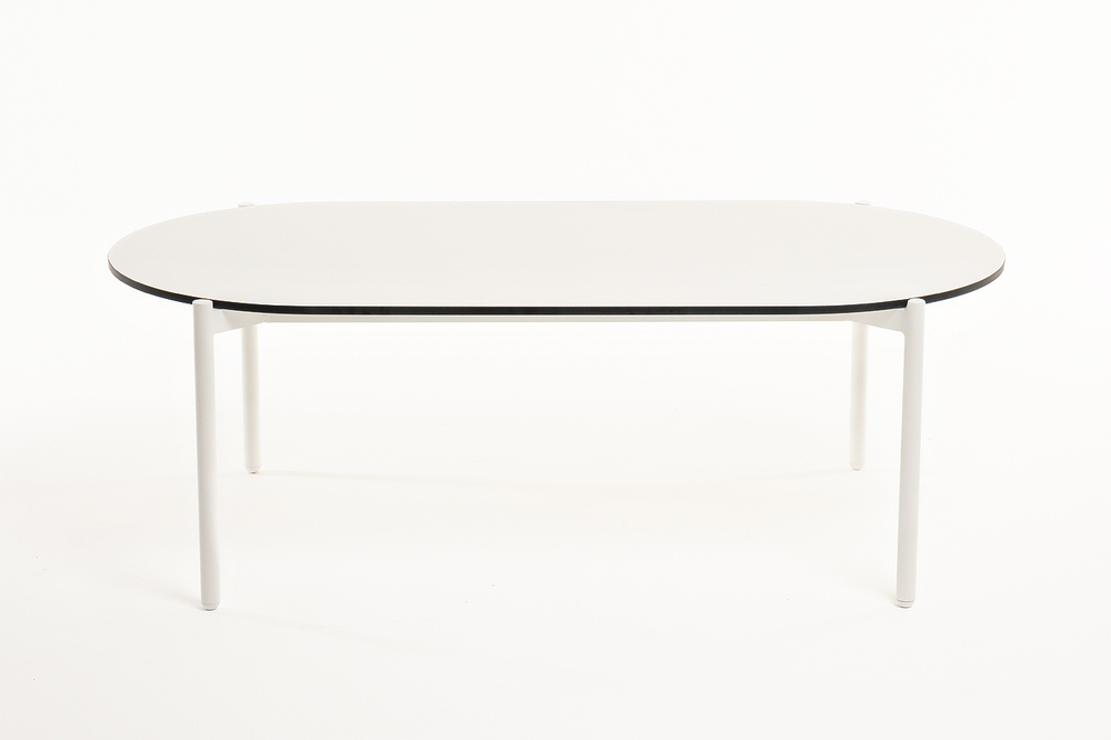 "Диего" журнальный стол из HPL 120х60 H40, каркас белый муар, цвет "молочный"