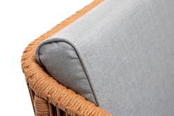 "Канны" кресло плетеное из роупа, каркас алюминий светло-серый (RAL7035) муар, роуп оранжевый меланж круглый, ткань светло-серая