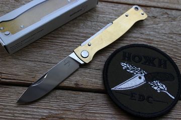 Складной нож Boker 01BO853 Atlas Brass c клинком из стали Sandvik™ 12С27, рукоять латунь