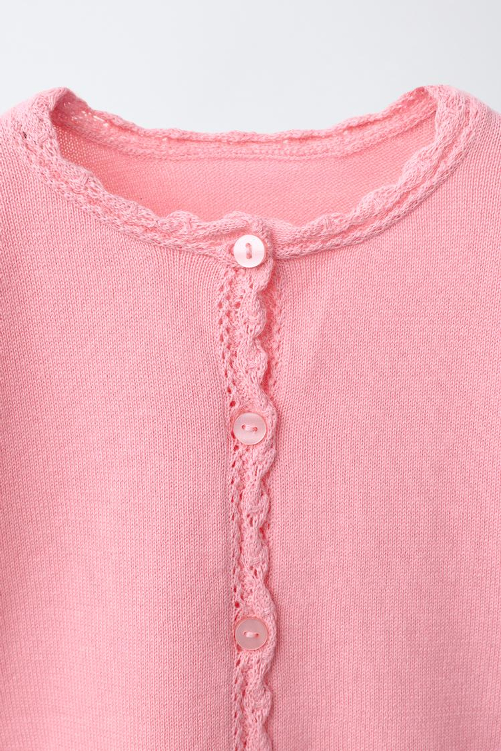 ZARA ВЯЗАНЫЙ КАРДИГАН С ДЕКОРАТИВНЫМИ ДЕТАЛЯМИ, КОРАЛЛОВО-РОЗОВЫЙ