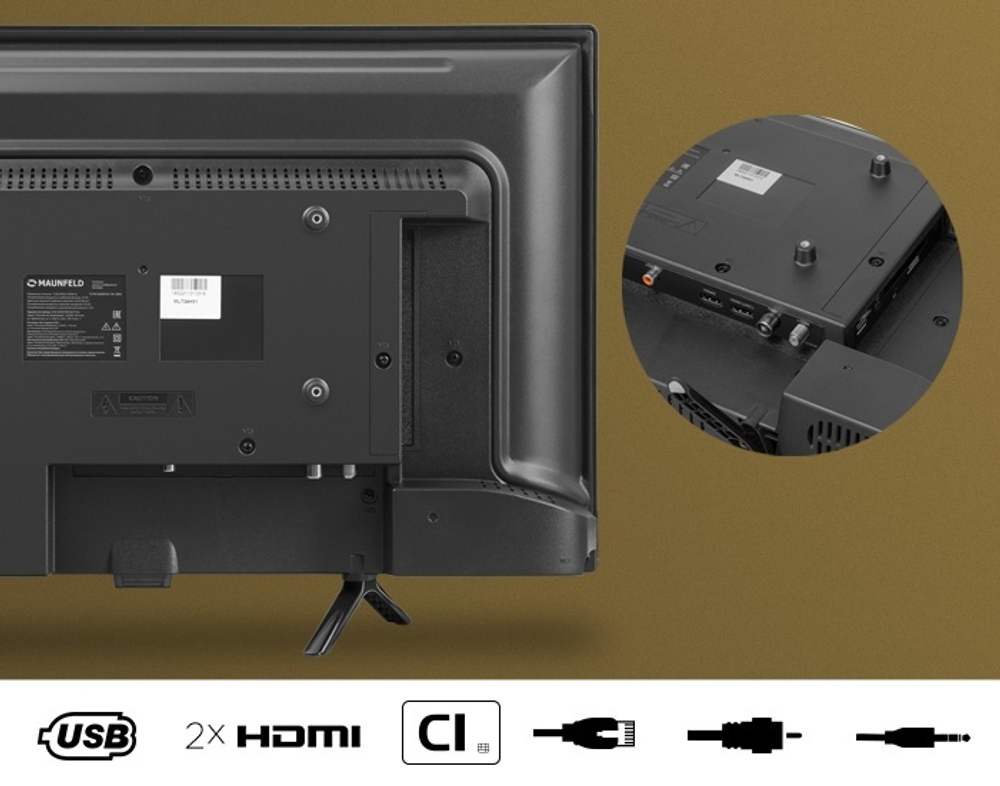 Телевизор MAUNFELD 24" Телевизор MLT24H01, HD 53 см черный