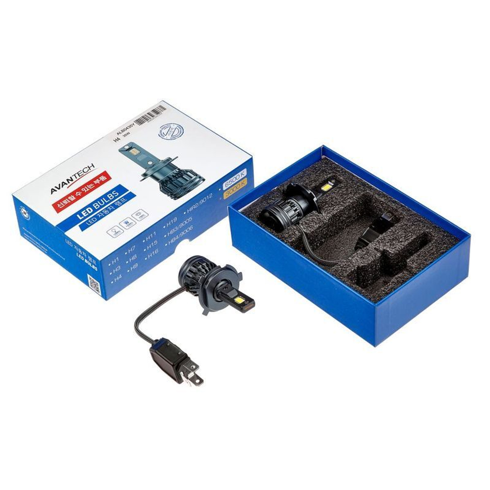 Лампа светодиодная LED Avantech H4 12V 35W, 4300K 3500lm (комплект 2 шт.) ALB0435Y