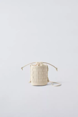 ZARA СУМКА С ПЛЕТЕНЫМ УЗОРОМ, ЭКРЮ